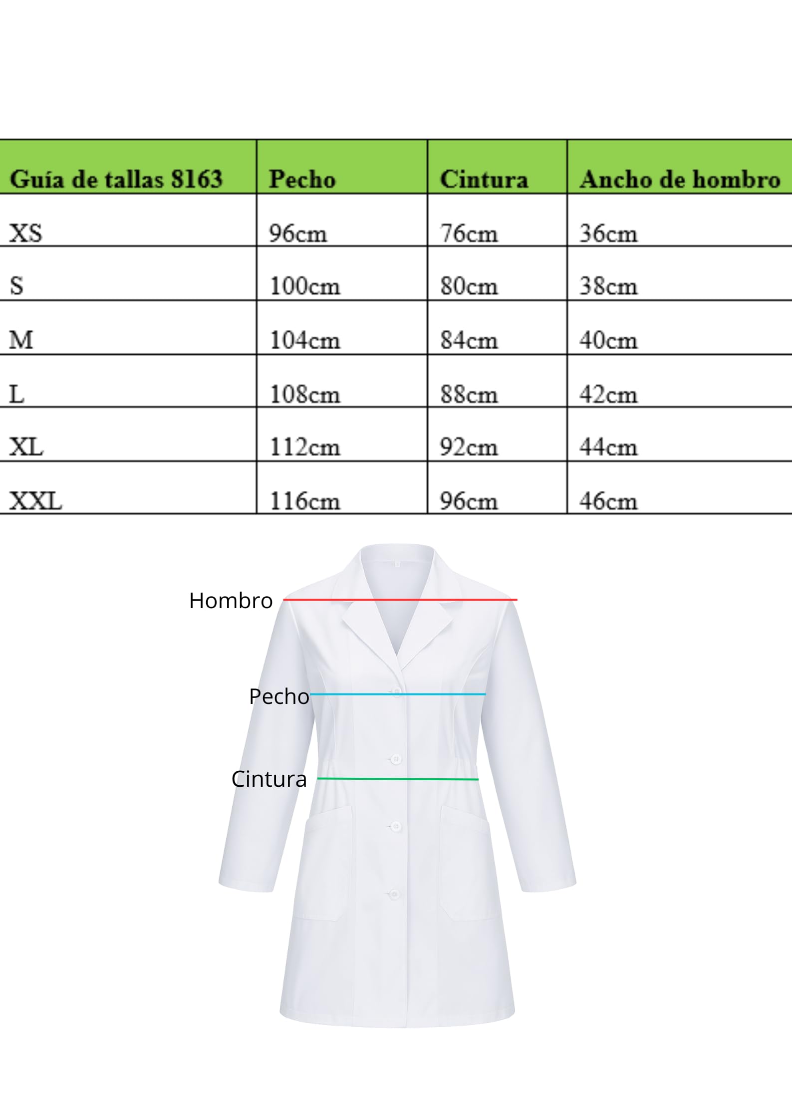 Prenda de Laboratorio Profesional Mujer Manga Larga Poliéster Algodón Científica Médica Enfermería Uso Escolar Hospital Clínico Prácticas Química Biología Disfraz Adulto Modelo 8163