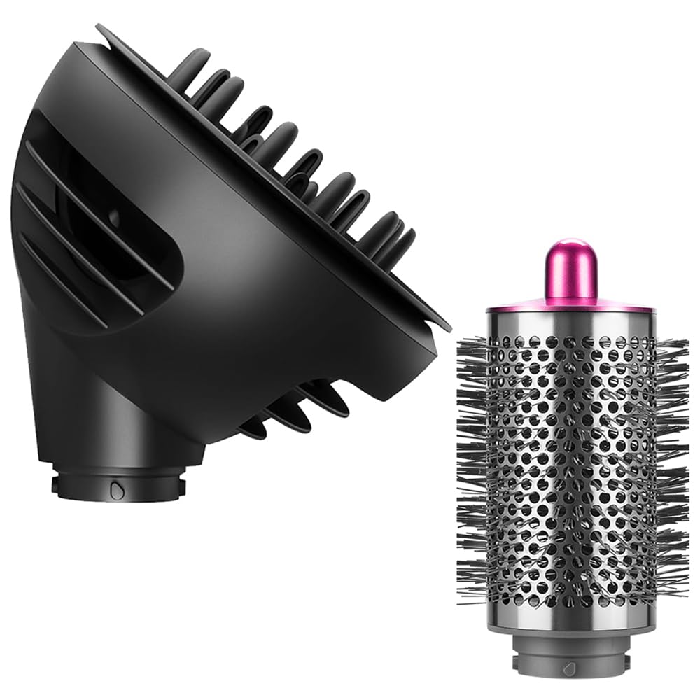 Wave+Curl Diffuser Attachment & Large Round Volumizing Brush for Dyson Airwrap Styler HS01 HS05 HS08
