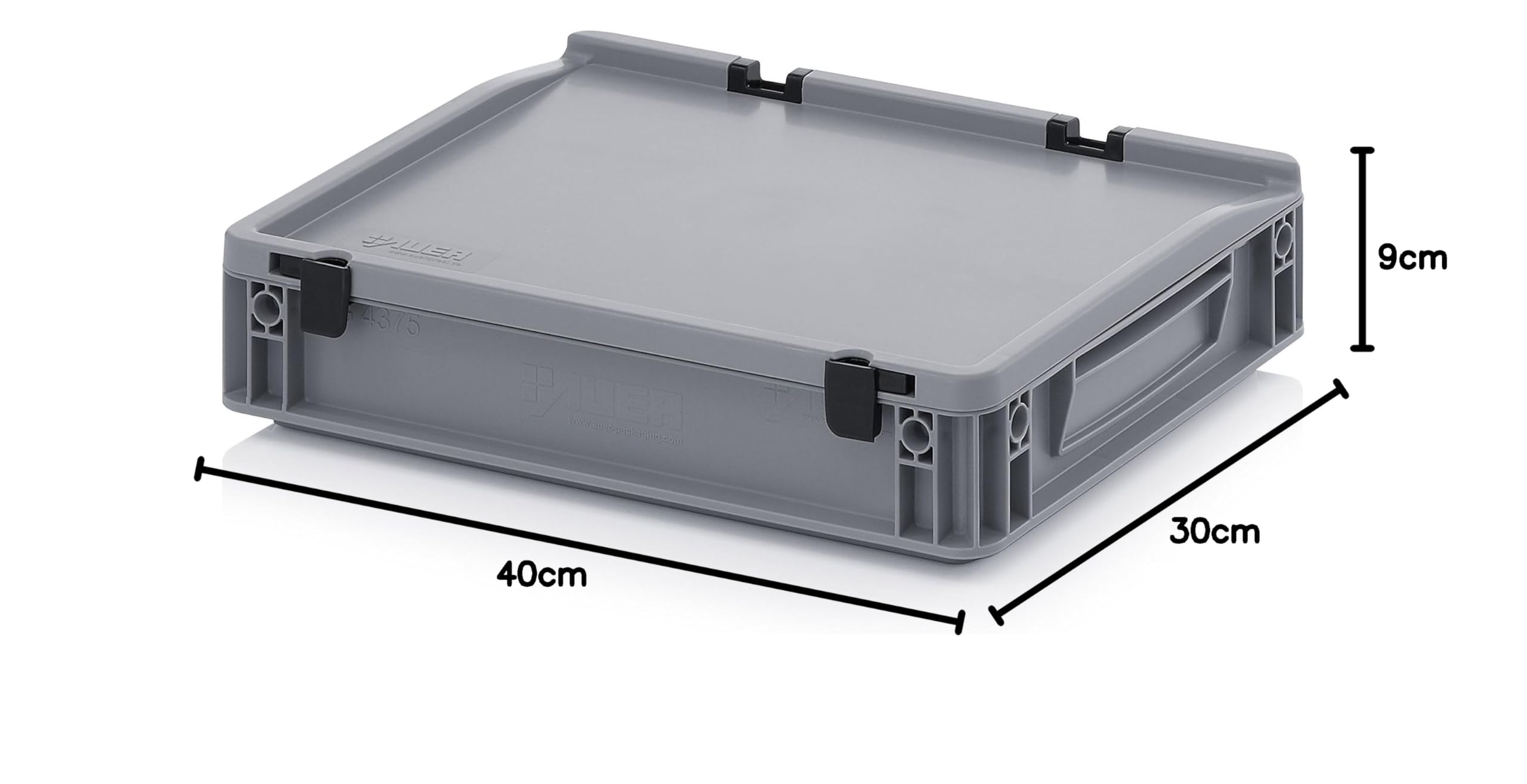 Auer Packaging 2x Eurobehälter-Eurobox 40 x 30 x 9 cm mit Scharnierdeckel inkl. gratis Zollstock * 2er Set