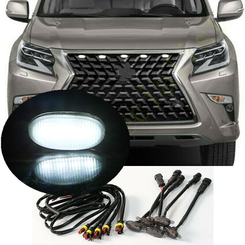 5x Smoke Grille White LED Light Raptor Style DRL for Lexus GX460 2020-2021-