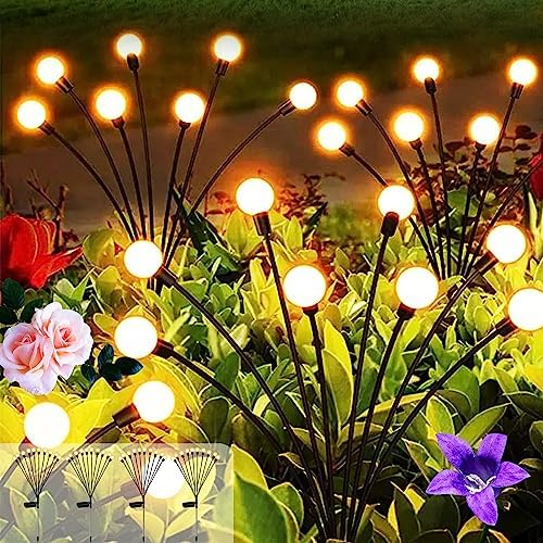 Qoosea Solar Lights Outdoor Waterproof Garden Lights 2 Pack 12 Lights Solar Powered Outdoor Fireflies Lights For Yard Garden Patio Path Lawn Pathway
