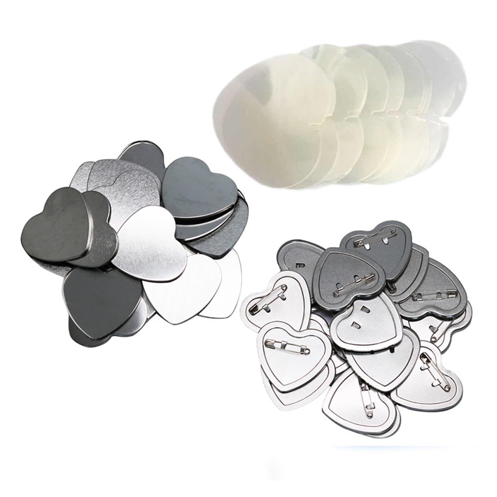 Parti del bottone del distintivo, 100pcs Heart Bad Button Maker 57 * 53MM Button Bad Blank Materie prime per la macchina per la produzione di bottoni