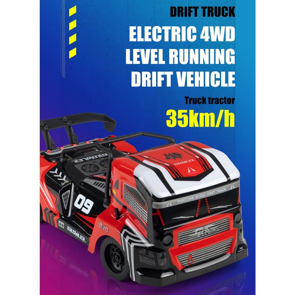 Auto telecomandata in scala 1/16, auto RC per hobby per bambini con luci a LED e pneumatici di ricambio da 4 pezzi, macchinina fuoristrada telecomandata ad alta velocità da 2,4 GHz
