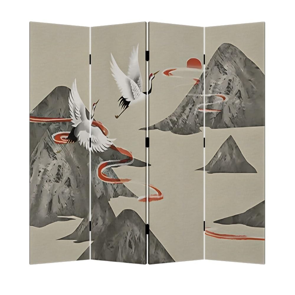Privacy Screen Floor-standing Screen Partition, Living Room Background Wall Decoration, Retro Privacy, Movable Folding Room Divider