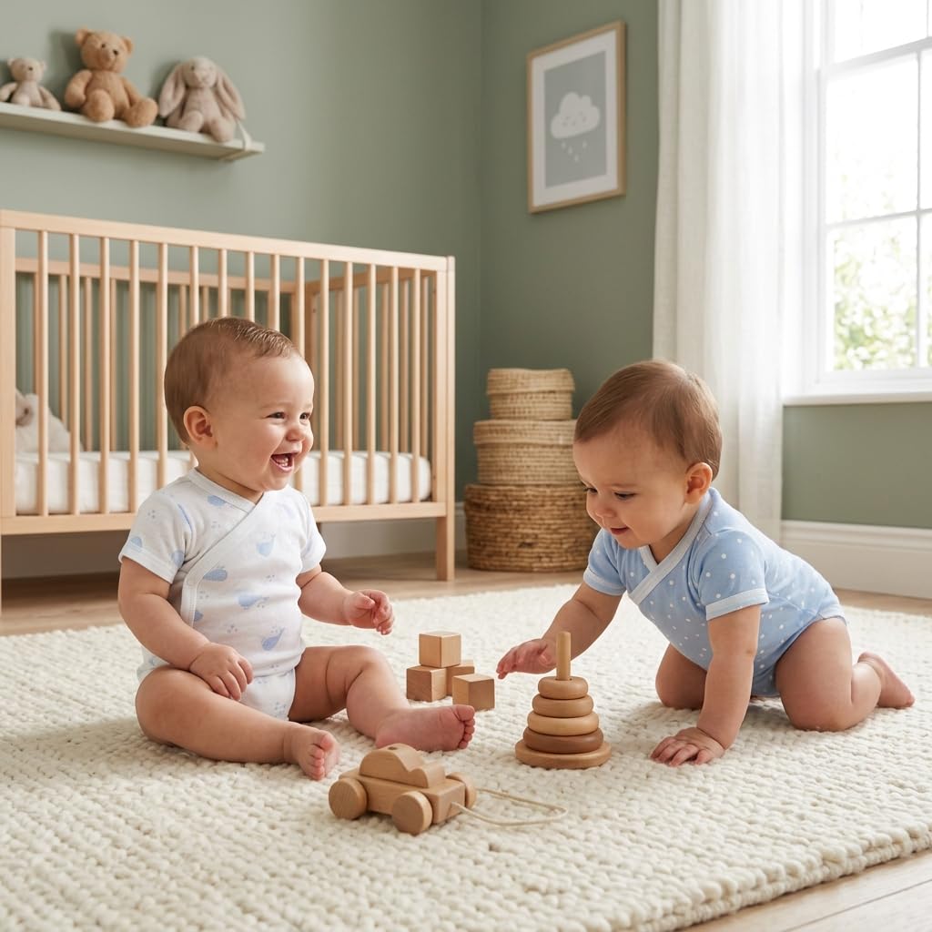 BABIDU | Set 4 Body Incrociati Neonato Manica Corta – 100% Cotone, Morbidi e Traspiranti – Corredino Nascita Unisex Bambino e Bambina, Delicati sulla Pelle, Made in Europe