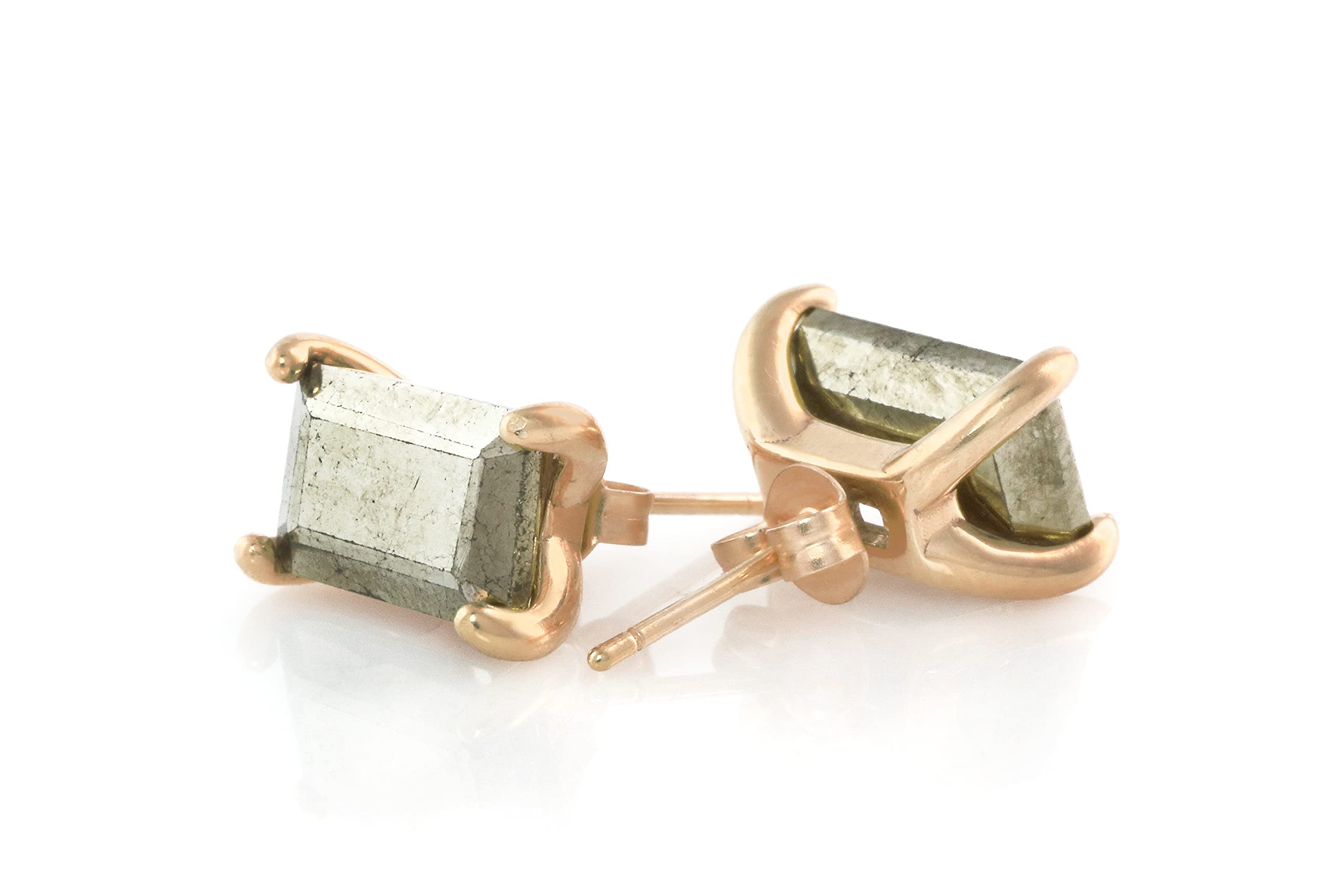 Adorable Clou d'Oreille en Pyrite de Fer - Boucles d'Oreilles Artisanales pour Dames - Boucles d'Oreilles Personnalisées pour Cadeaux de Mariée - Bijoux Personnalisés pour Femmes avec Boîte Cadeau