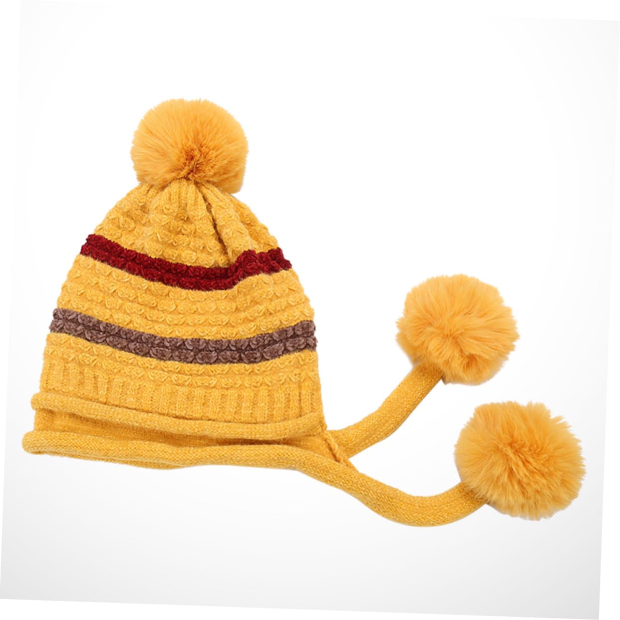 SHERCHPRY 2piezas Gorro De Lana para Mujer Pompones Sombrero Cálido para Esquiar y Actividades Al Aire Diseño Ligero y Elástico Color Amarillo