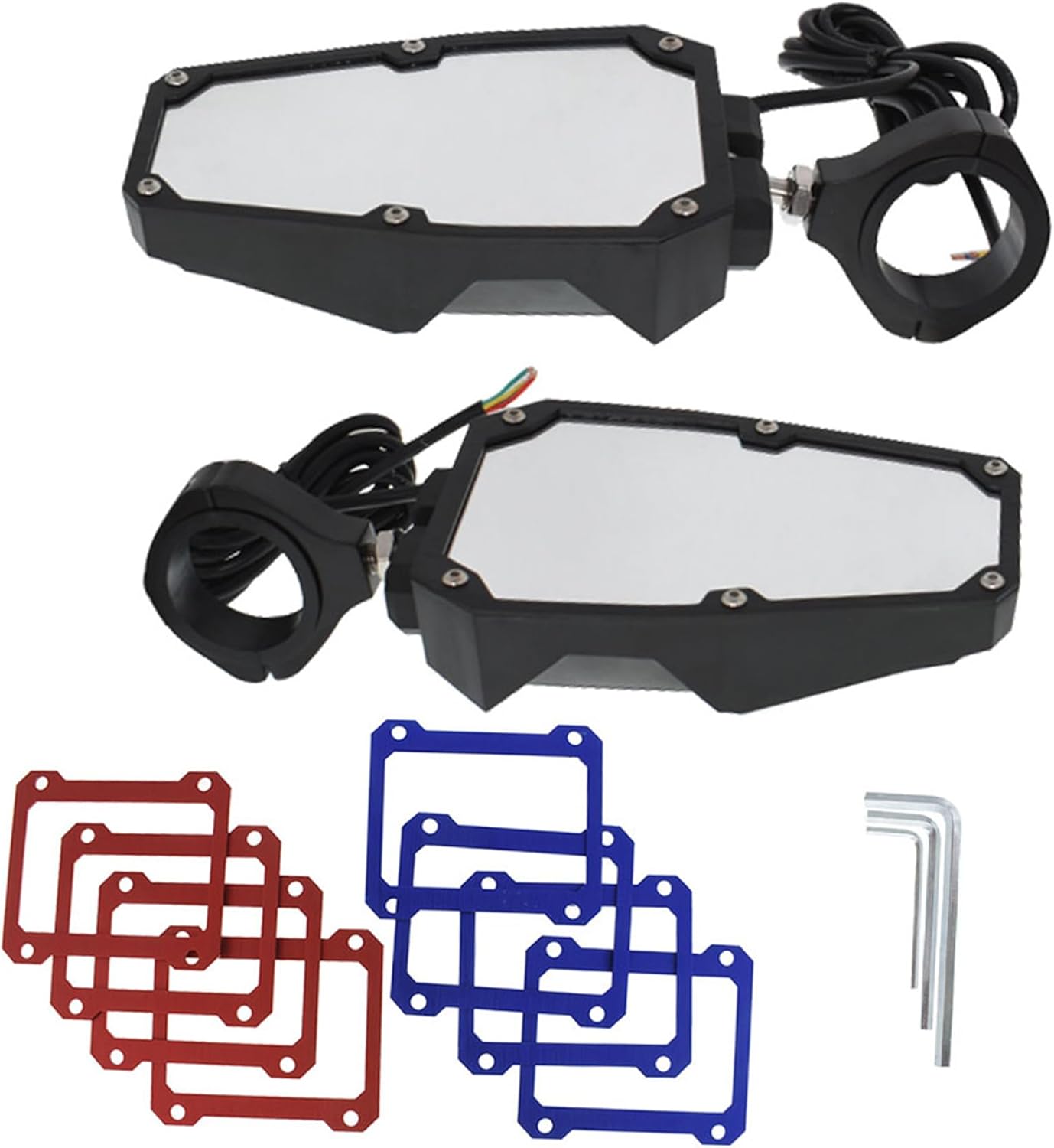 WFLNHB Rear View Side Mirrors with Light Replacement for Polaris 1.75-2 Roll Cage