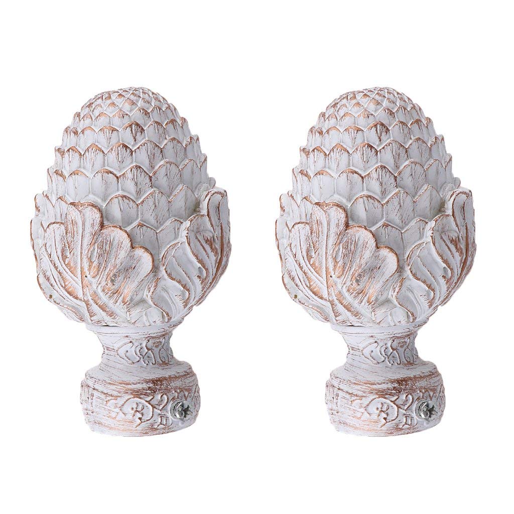 Lot De 2 Embouts Tringle à Rideaux Inzopo - Alliage Aluminium, Ø28mm, Blanc, Déco Maison