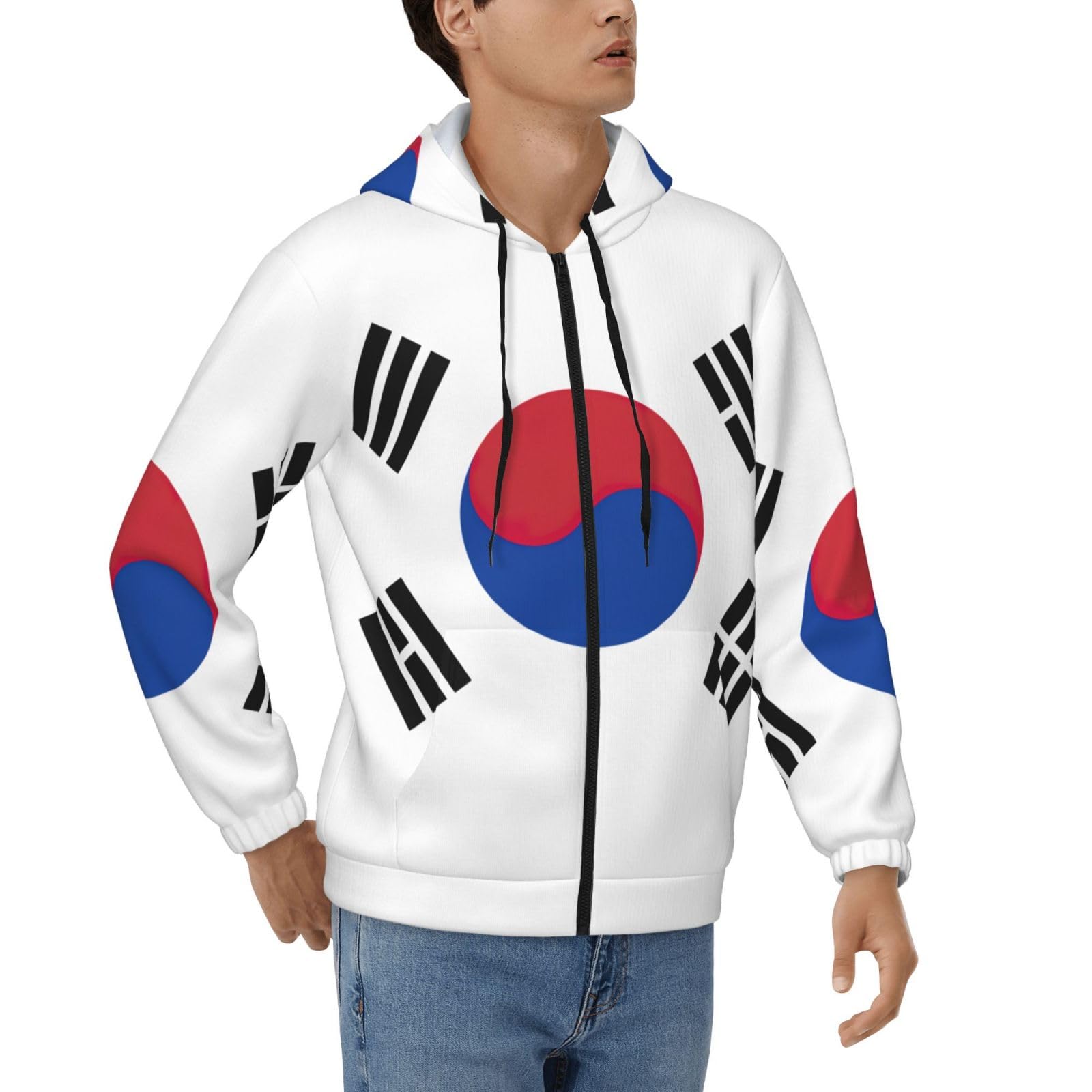 Sweat à capuche thermique homme veste zippée ample imprimé Corée du Sud - 8