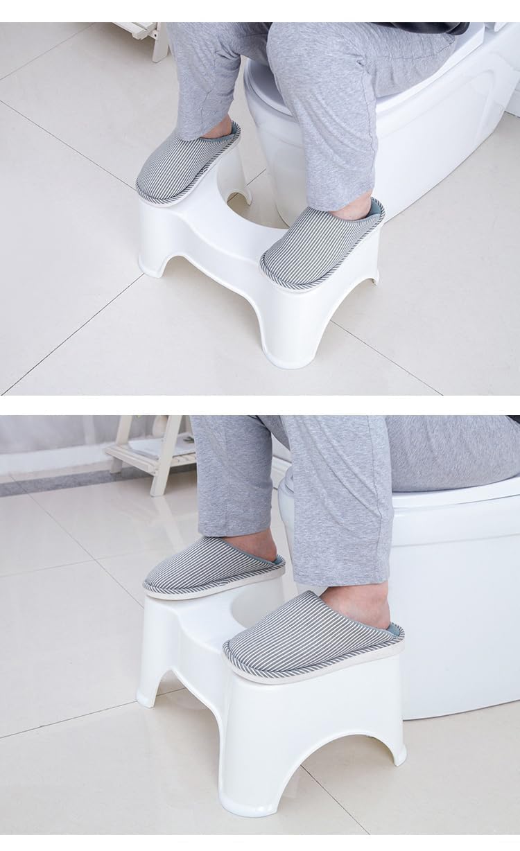 CHIDDHAN Perfect Posture Plastic Squat Potty Step Stool for Western Toilet Scientific Angle, Anti-Slip, Anti-Constipation, 19 cm Height (White) 2