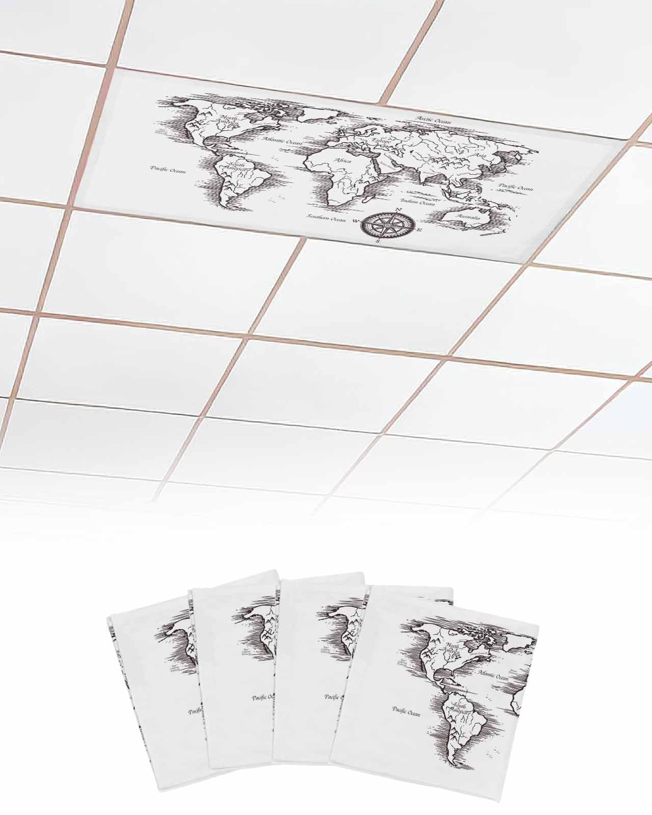 Couverture de lumière fluorescente haut de gamme motif carte du monde noir et blanc