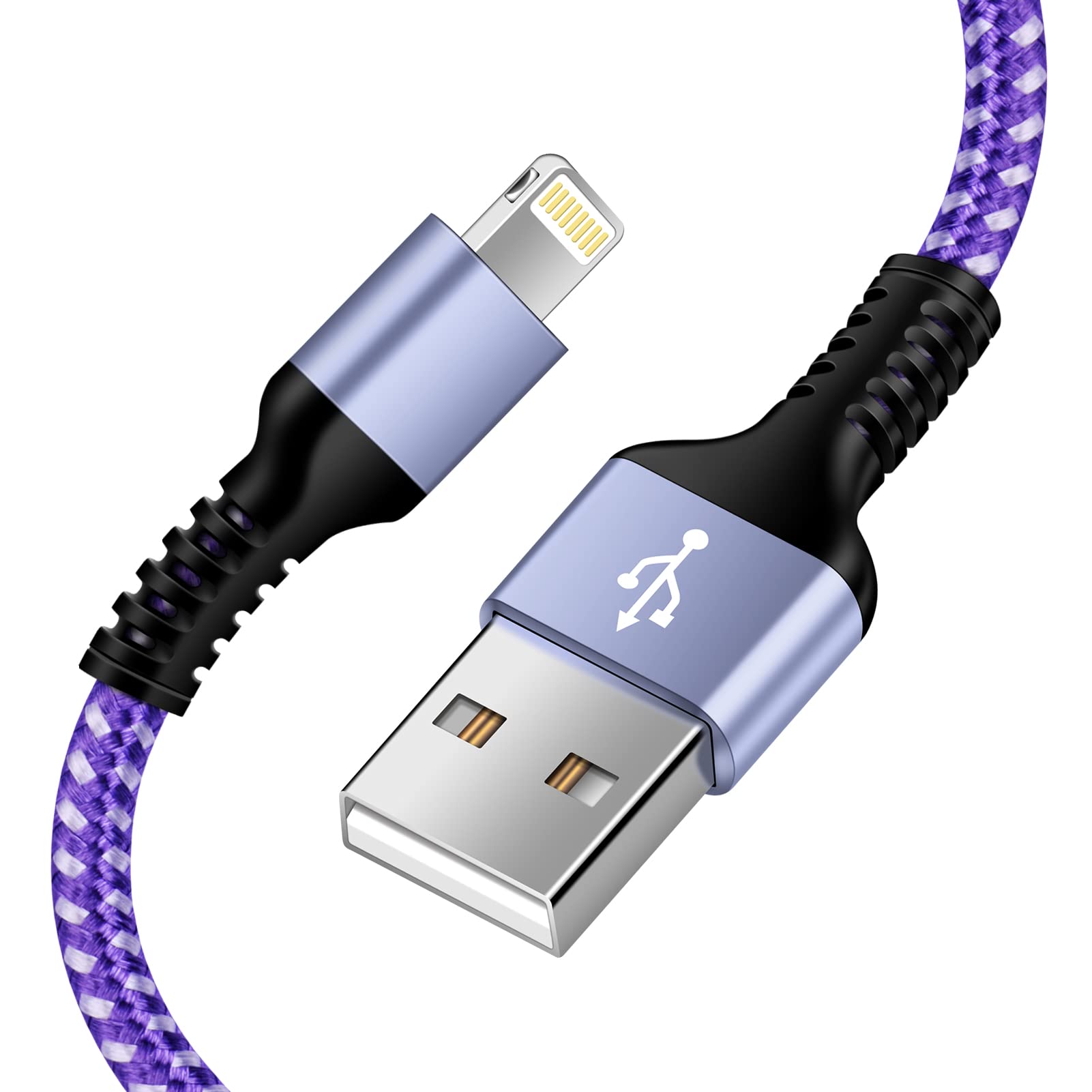 iPhone 充電ケーブル 1.8M ライトニングケーブル 急速充電ケーブル Haoano Lightning USB ケーブル 高速データ転送 断線防止 高耐久 ナイロン編み アイフォン充電ケーブル Lightning ケーブル iPhone 14/13/12/11/XS/XR/SE/8/iPad Mini/Air 対応 パープル