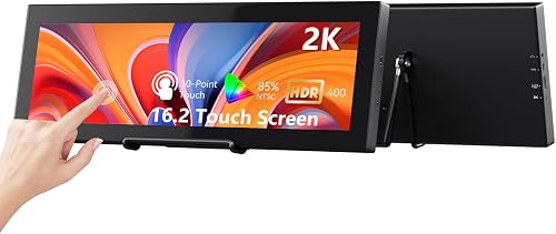 Prechen 16.2'' 2K Monitor Touchscreen Secondary, QHD IPS 2608×720 IPS