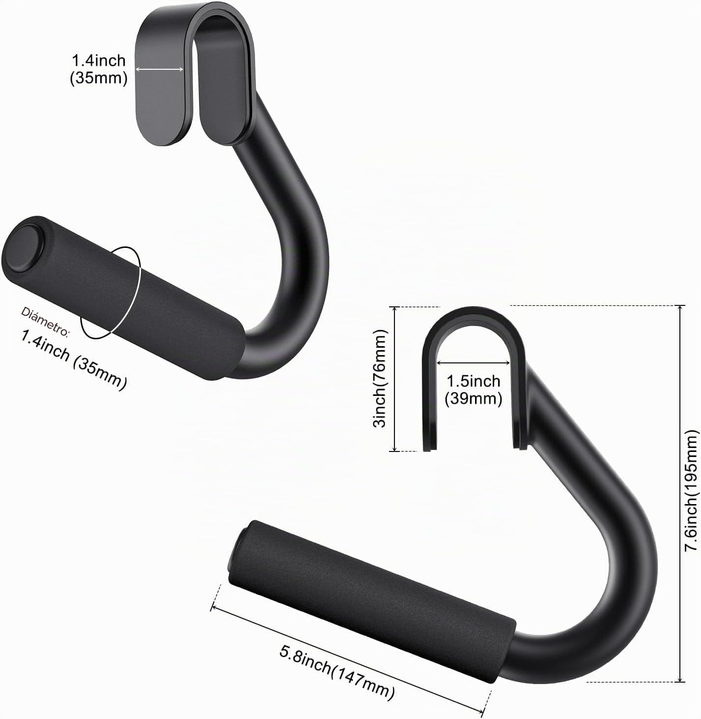 SELEWARE Grip Hadles Tubo Robusto Netural Grip Pullup Accesorios Mango para Barras Dominadas y Resistencia, Asas Cubiertas Espuma