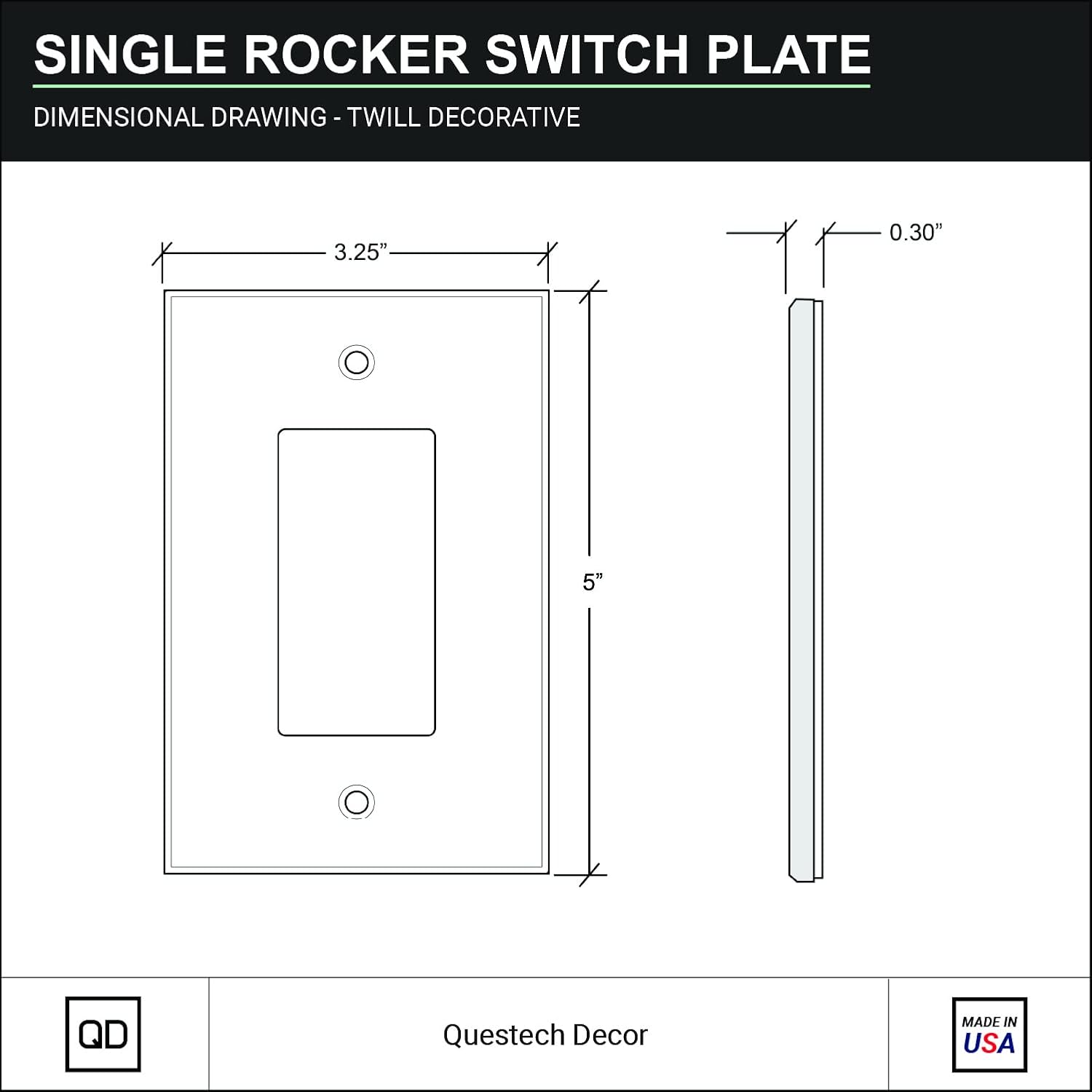 Questech Décor Single Rocker Light Switch Cover, 1-Gang Electrical Wall Plate, Singe Switch Standard Size GFCI Receptacle Cover, Decorative Wall Plate Twill Texture, Oil Rubbed Bronze Finish, 3 Pack