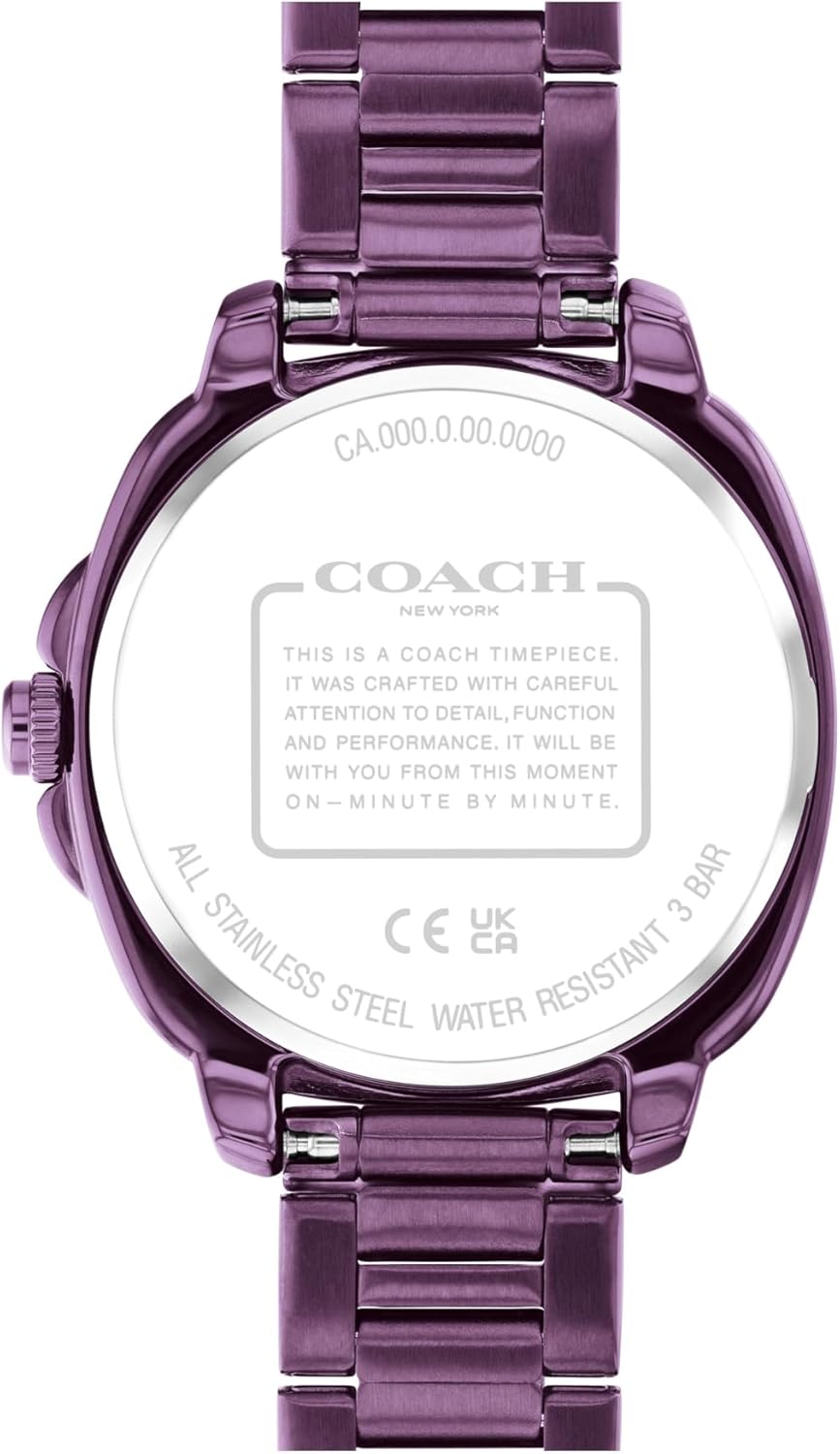Coach Women's Kitt 3H Quartz Ceramic Watch, 34mm Case Size, Link Bracelet, Crystal Bezel, Iconic Cushion Shape, Modern Style - Gift for Her - Image 3