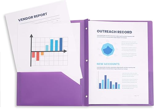 Miniatura 9 de Blue Summit Supplies Paquete de 6 carpetas de plástico multicolor con bolsillos y puntas, carpetas de plástico de 2 bolsillos con puntas y tacos