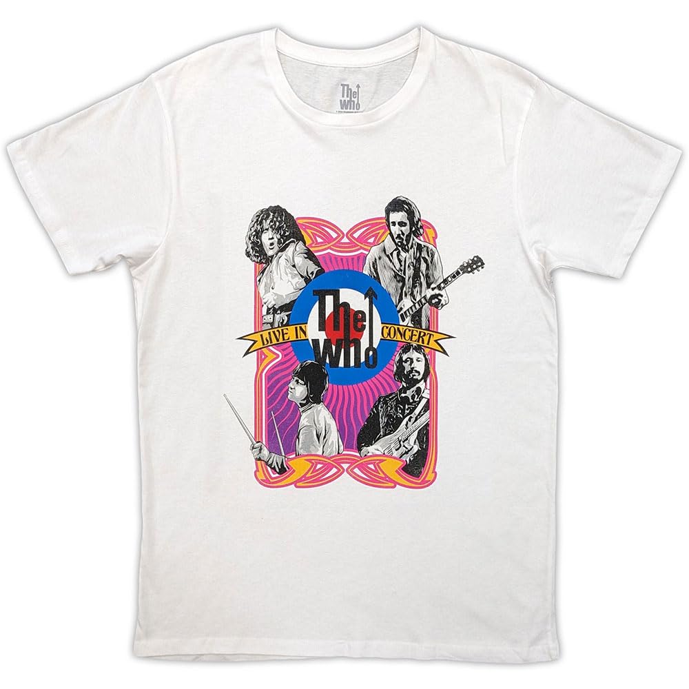 Rock Off officially licensed products The Who in Concert Target Logo T Shirt L White