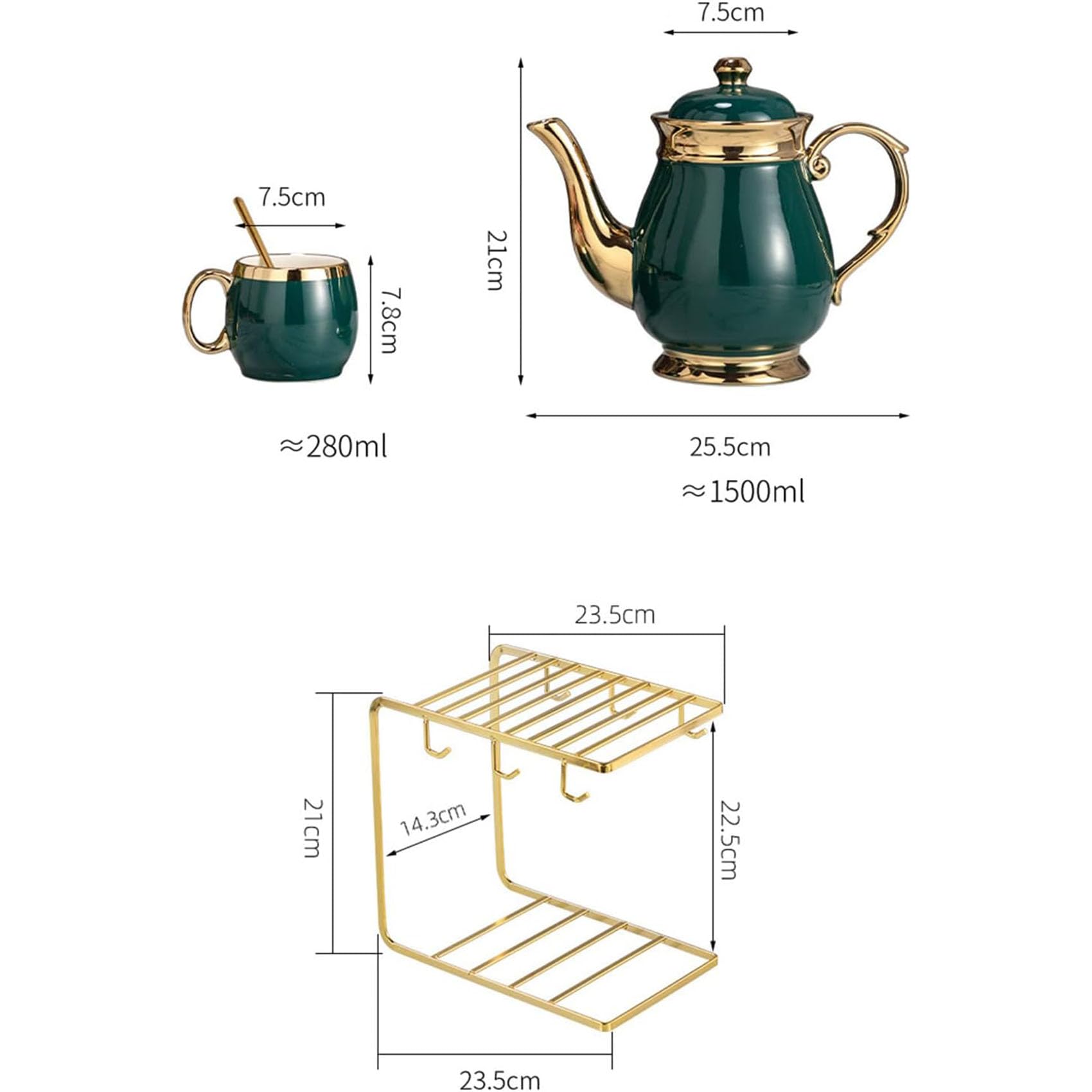 Popołudniowa herbata kubka i spodek z metalowym uchwytem, 8 uncji filiżanek i serwisu spodek na 6 ceramiczny zestaw herbaty dla dorosłych odpowiednich na prezenty ślubne biura domowego,D