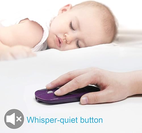 Miniatura 4 de FENIFOX Ratón Bluetooth delgado, silencioso y portátil, portátil, recargable, compatible con laptop, PC, Android Windows Tablet (morado)