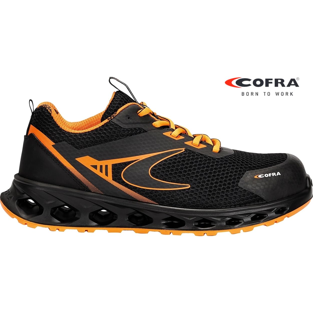 COFRA KOMBO Scarpe Antinfortunistica Uomo Donna S1P Calzature da Lavoro Tomaia in Tessuto Traspirante Basse Calzata Comoda Nero Arancione