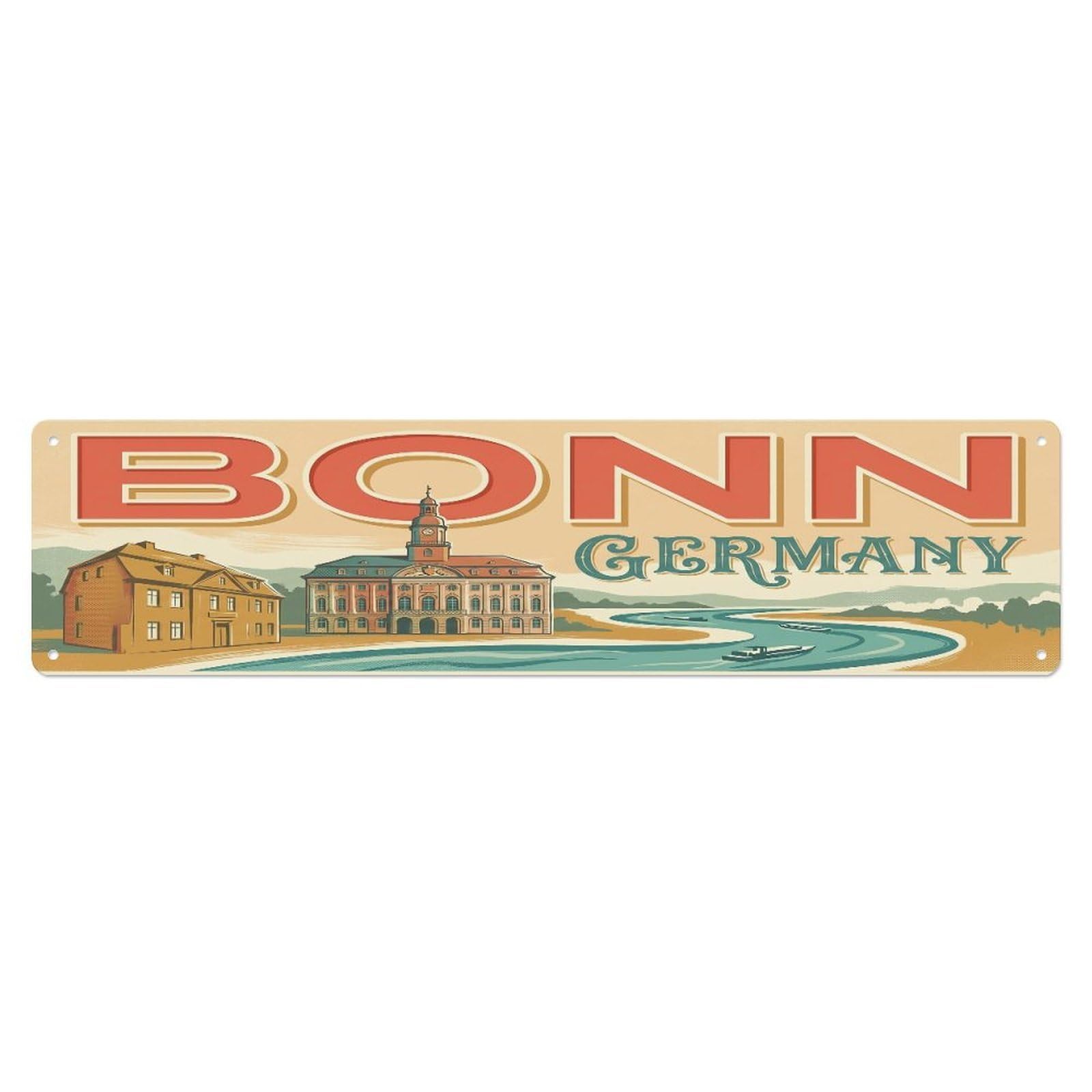 Tgrcjimh Style Metal Tin Sign Retro Travel Bonn Germany