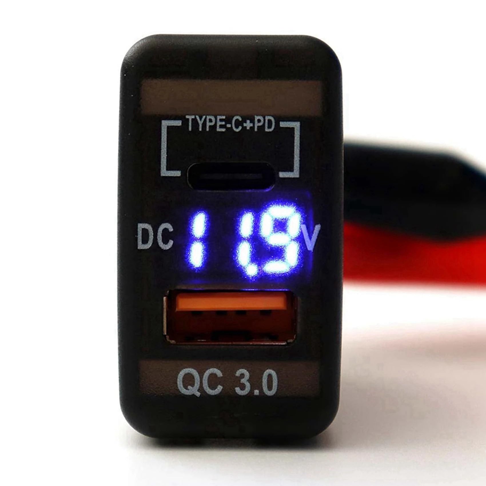 5X Adaptateur de Chargeur de Voiture QC3.0 Double Prise de Chargeur USB avec VoltmèTre pour Prado