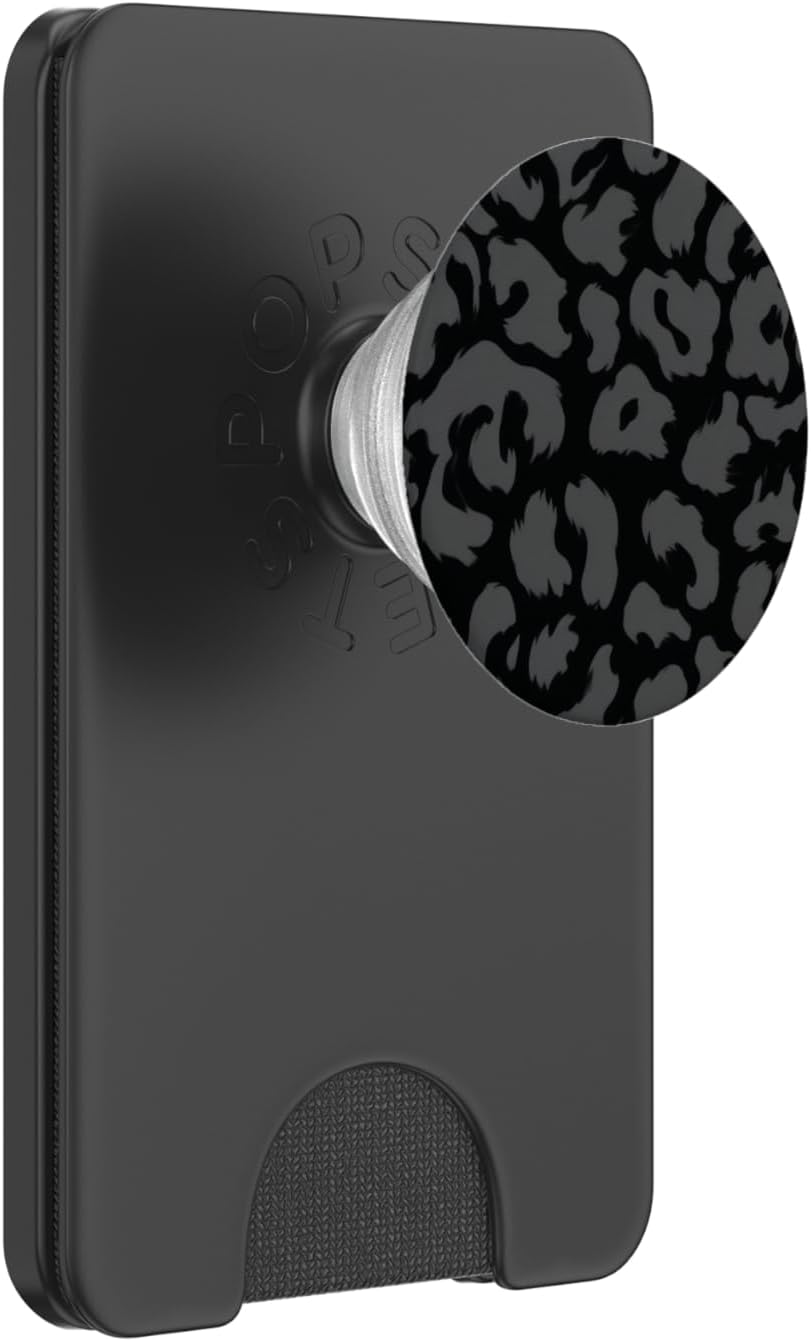 Black and White Leopard PopSockets PopWallet for MagSafe