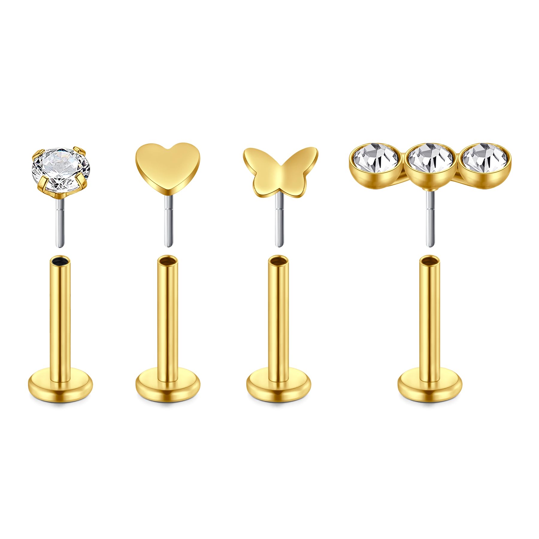 LAURITAMI Pendientes Piercing Nariz de Acero Quirúrgico Perno Curvos 20G 7 mm Tornillo Espiral L Forma Opal CZ Estilos Joyas — view 10