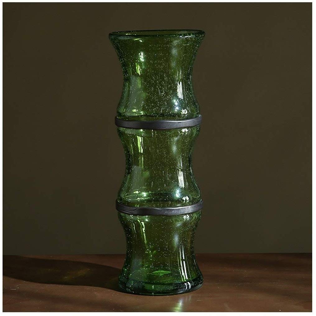 Vase en verre vert transparent maison style antique pour fleurs