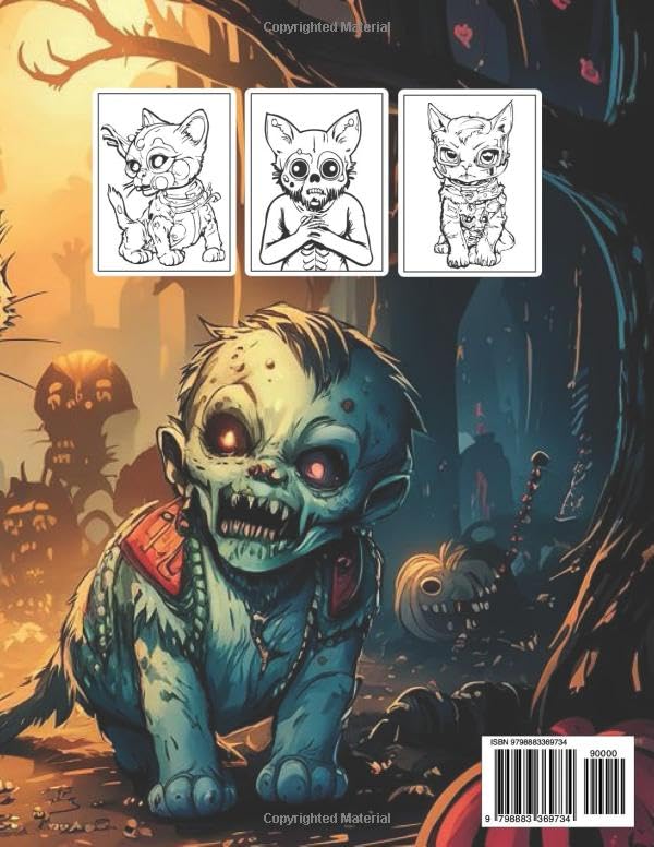 Zombie Kittens Coloring Book for Kids: Fun Activity Book for Fearless Kids - 25 Detailed Illustrations of Crazy Cats Zombies to Color - zombie coloring book for kids r toddlers image 3