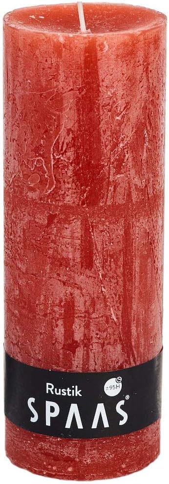 Spaas Rustic Unscented Pillar Candle Ginger Orange 68/190 mm, ± 95 Hours
