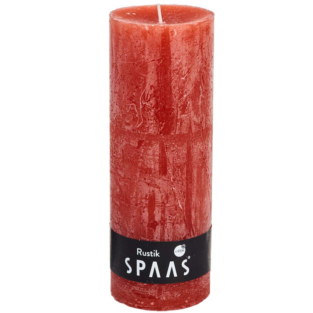 Spaas Rustic Unscented Pillar Candle 68/190 mm, ± 95 Hours, Ginger Orange