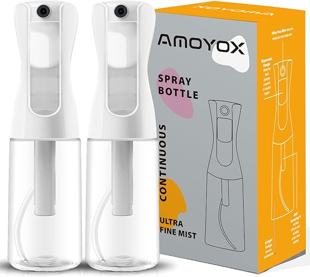 AMOYOX Spray Bottle for hair 2 Pack 200ml/6.8oz Ultra Fine Continuous Wate Mist Sprayer for Hair Styling, Plants, Cleaning, Misting & Skin Care Clear