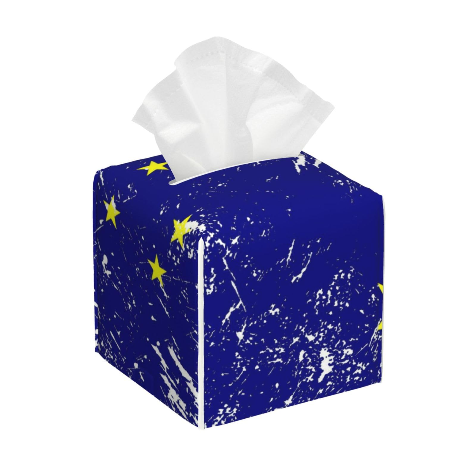 Alaska State Flag Square Tissue Box Cover with Modern and Stylish Bottom Tissue Box Storage Space
