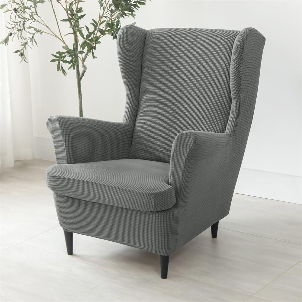 Jacquard Stretch Wingback Chair Covers 2 Piece Wing Chair Armchairs Covers