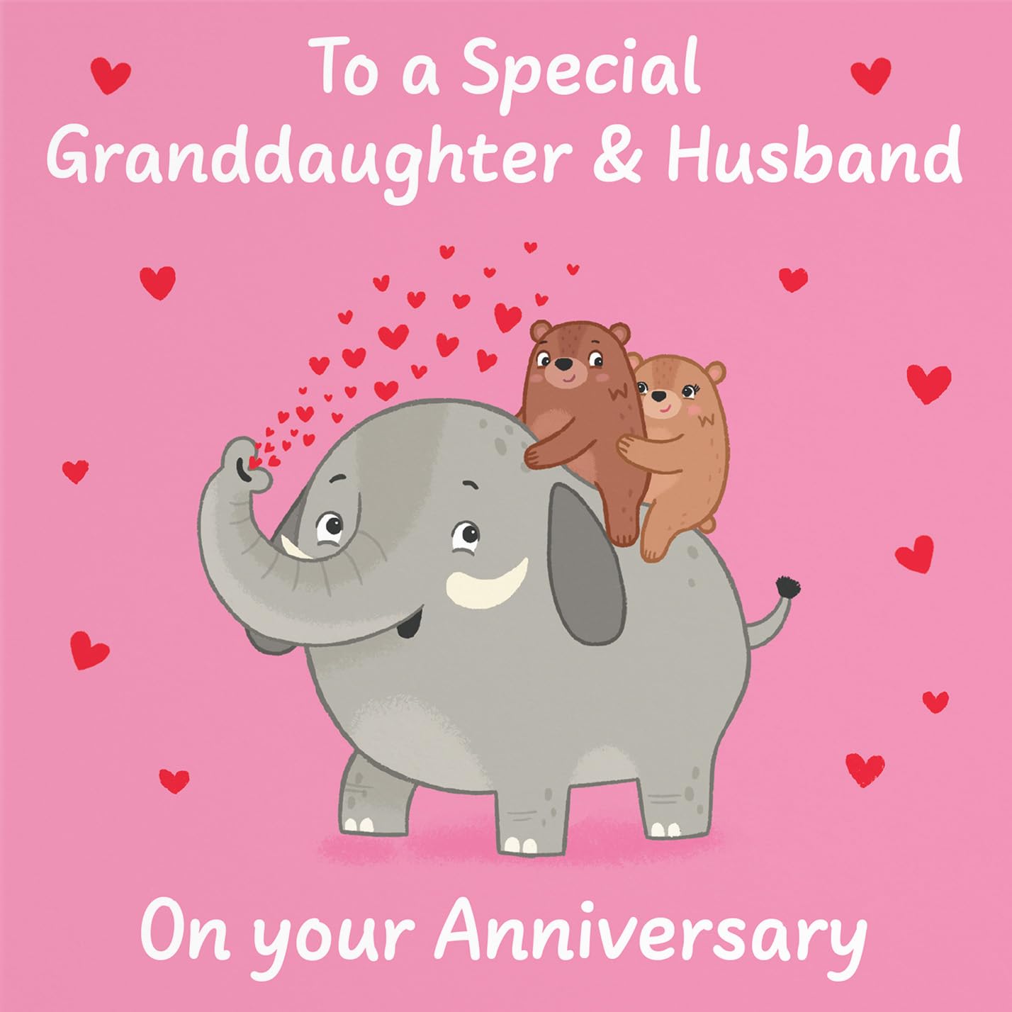 Hunts England - Cute Elephant Love Granddaughter And Husband Anniversary Card - Fun Bears Anniversary Card - Love Story Collection - Image 2