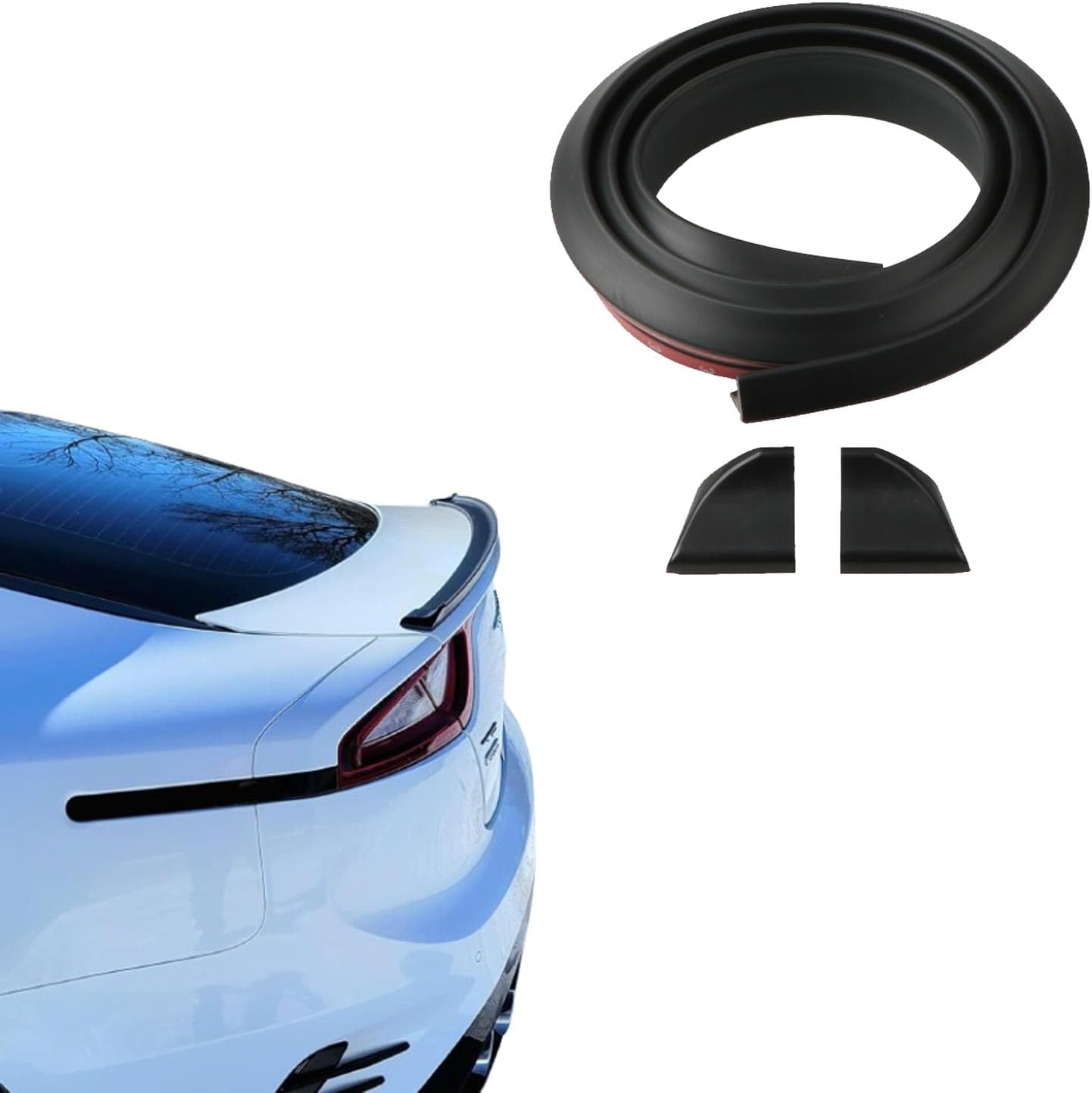 – Car Rear Spoilers,1.5m/4.9ft Universal Matte Black Car Rubber Strip Bar Spoiler Tailfin Tail Fin Rear Wing Tailgate Hatchback for Most Popular Cars