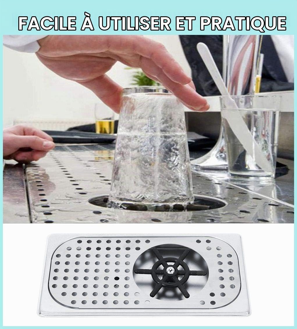 Rinceur de Verre pour Évier de Cuisine en Acier Inoxydable 201, Bouteille Laveuse et Nettoyant avec Barre