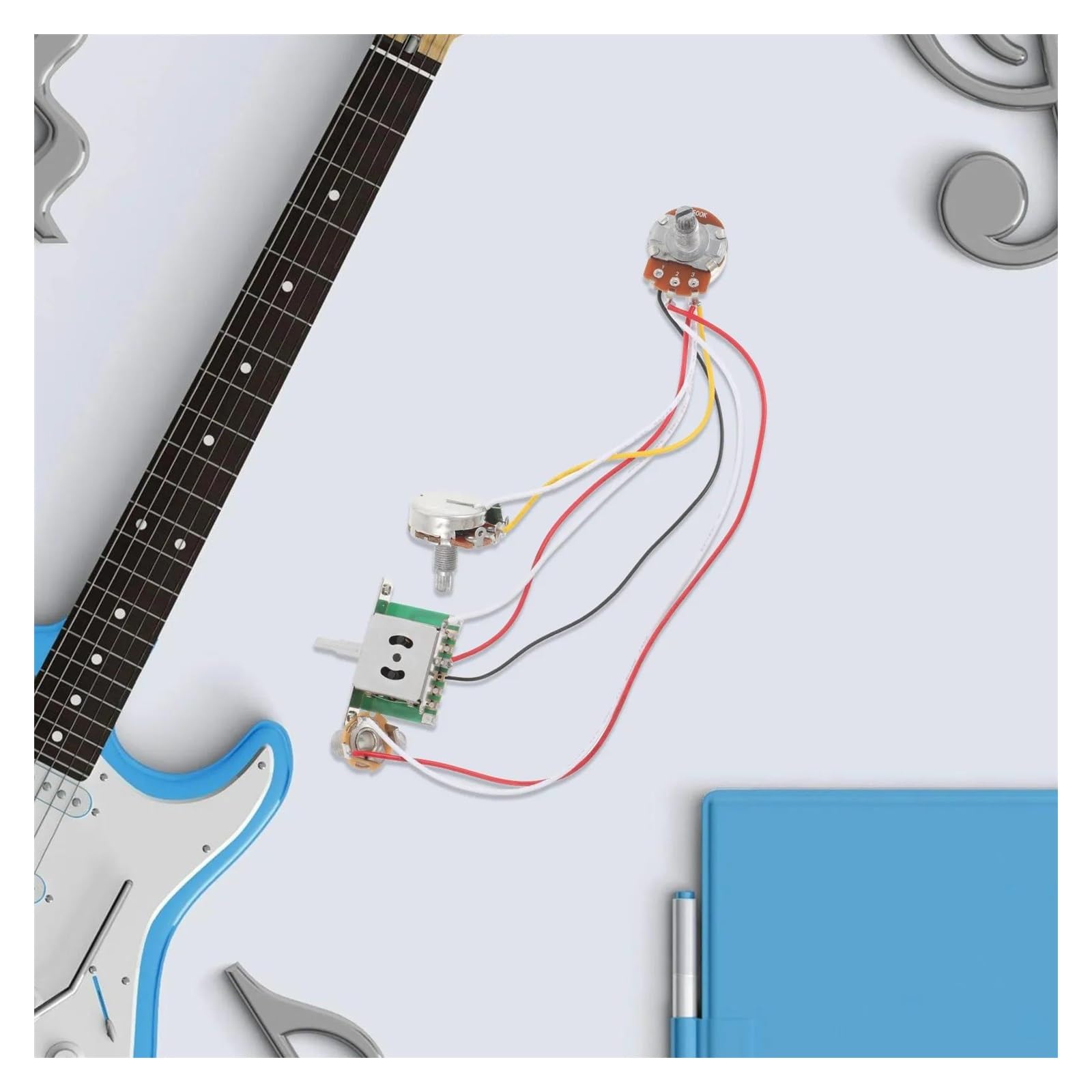 Profesjonalny Uprząż Gitarowy Zestaw Wiązki Przewodów Do Gitary Elektrycznej Zawiera Panel Sterowania 1T1V Z Trójpozycyjnym Przełącznikiem