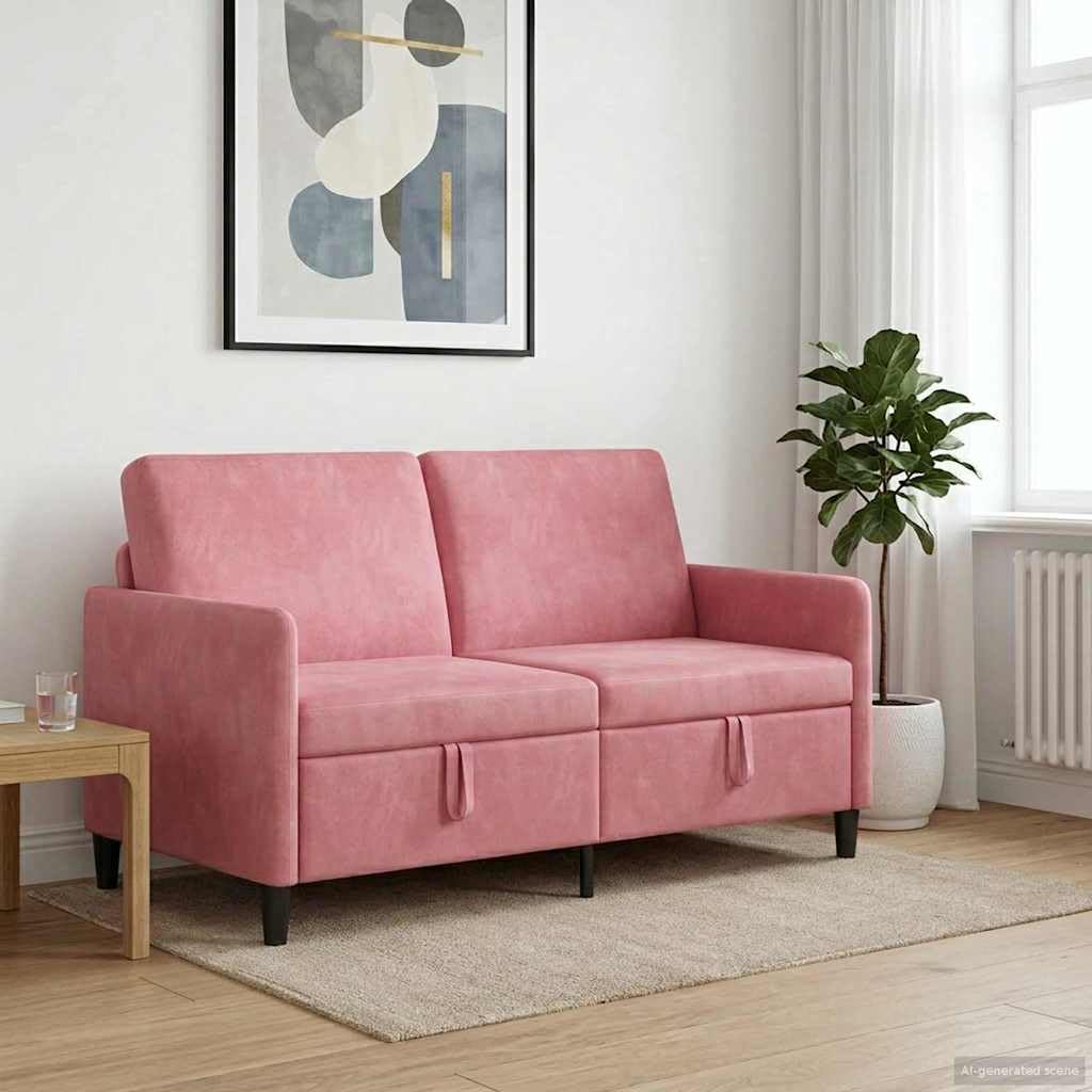 Divano a 2 posti con vano portaoggetti, rosa, 152 x 78 x 87 cm
