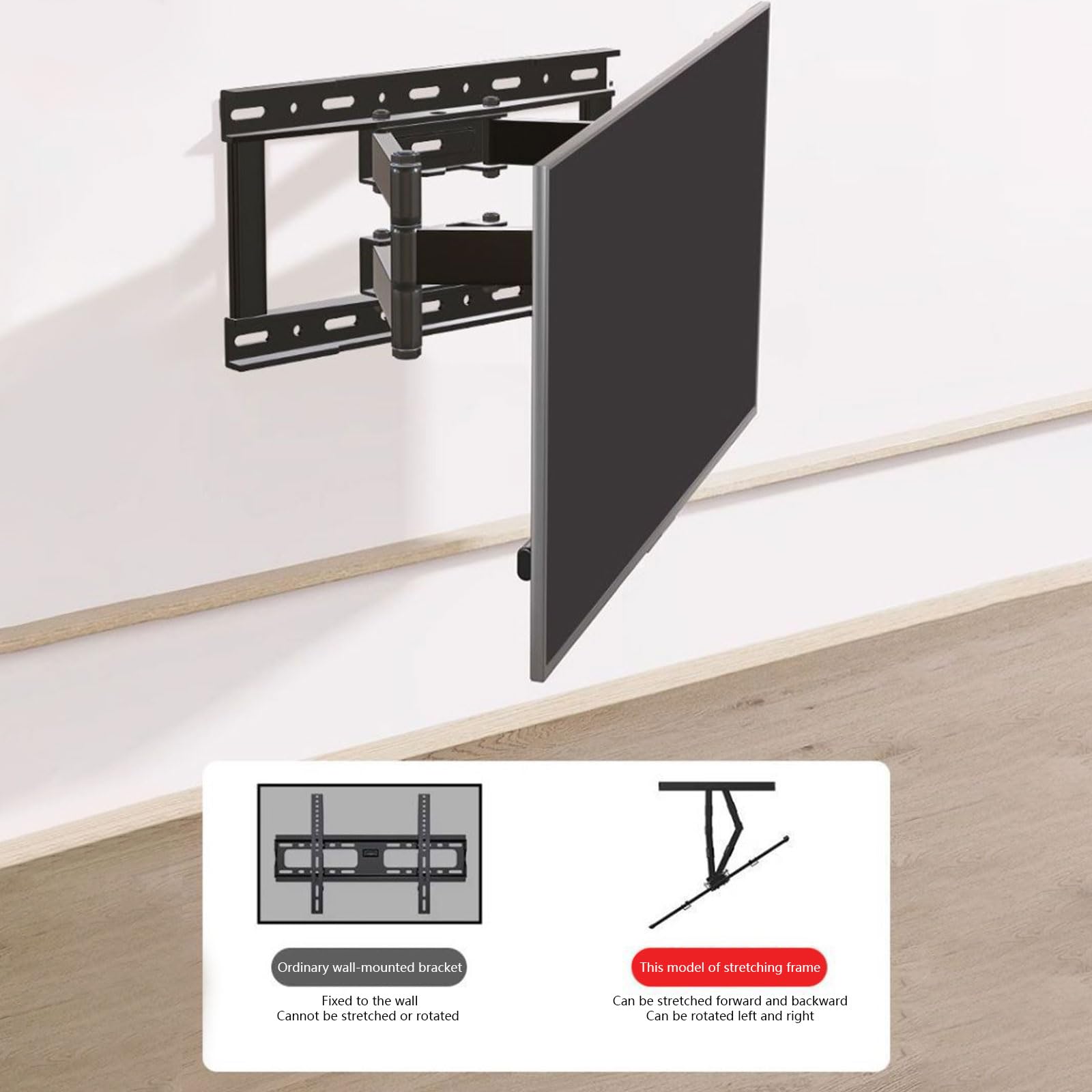 Generisch Desde 1 soporte de pared global con inclinación y rotación para televisores de 40 a 80 pulgadas Estructura totalmente metálica, resistente a la intemperie, soporte de pared modificable