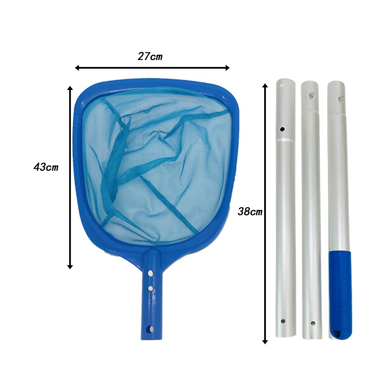 Red para Skimmer de Piscina, Red de Limpieza de Piscinas, Ligeros, Rastrillo para Jardín, Césped, Piscina, Red para Eliminar Hojas, Estanque de, con 3 Postes 105cm