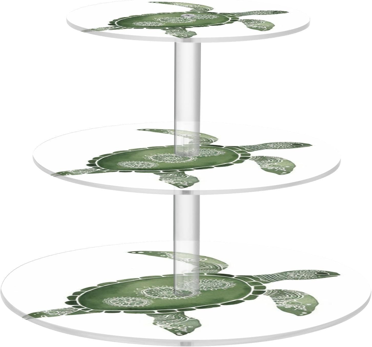 Green Sea Turtle 3 Tier Acrylic Cupcake Stand, Cupcake Stand for 34 Cupcakes for Weddings,Christmas,Holidays,Parties,Birthday,Printed Cupcake Tower 23102051