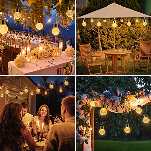 Solar Lights Outdoor Decorative 32 Pack, Hanging Solar Garden Lights Waterproof, Solar Powered Globe Lantern Cracked Glass Ball Lights for Yard Patio Fence Tree Umbrella Holiday Decoration, Warm White by PARTPHONER - Image 8