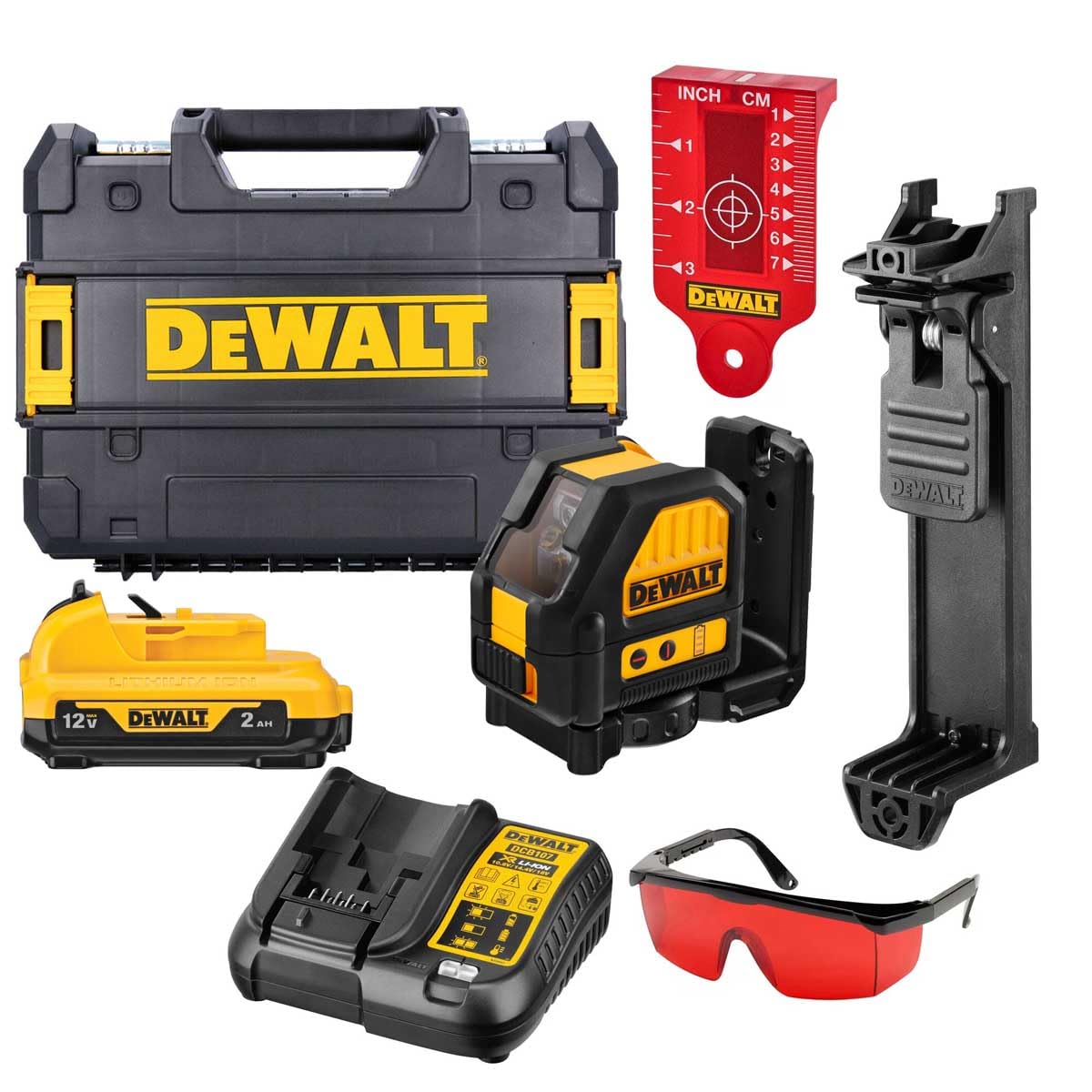DCE088D1R 12V XR Cross Line Red Laser Level with 1 x 2.0Ah Battery, Charger & Case