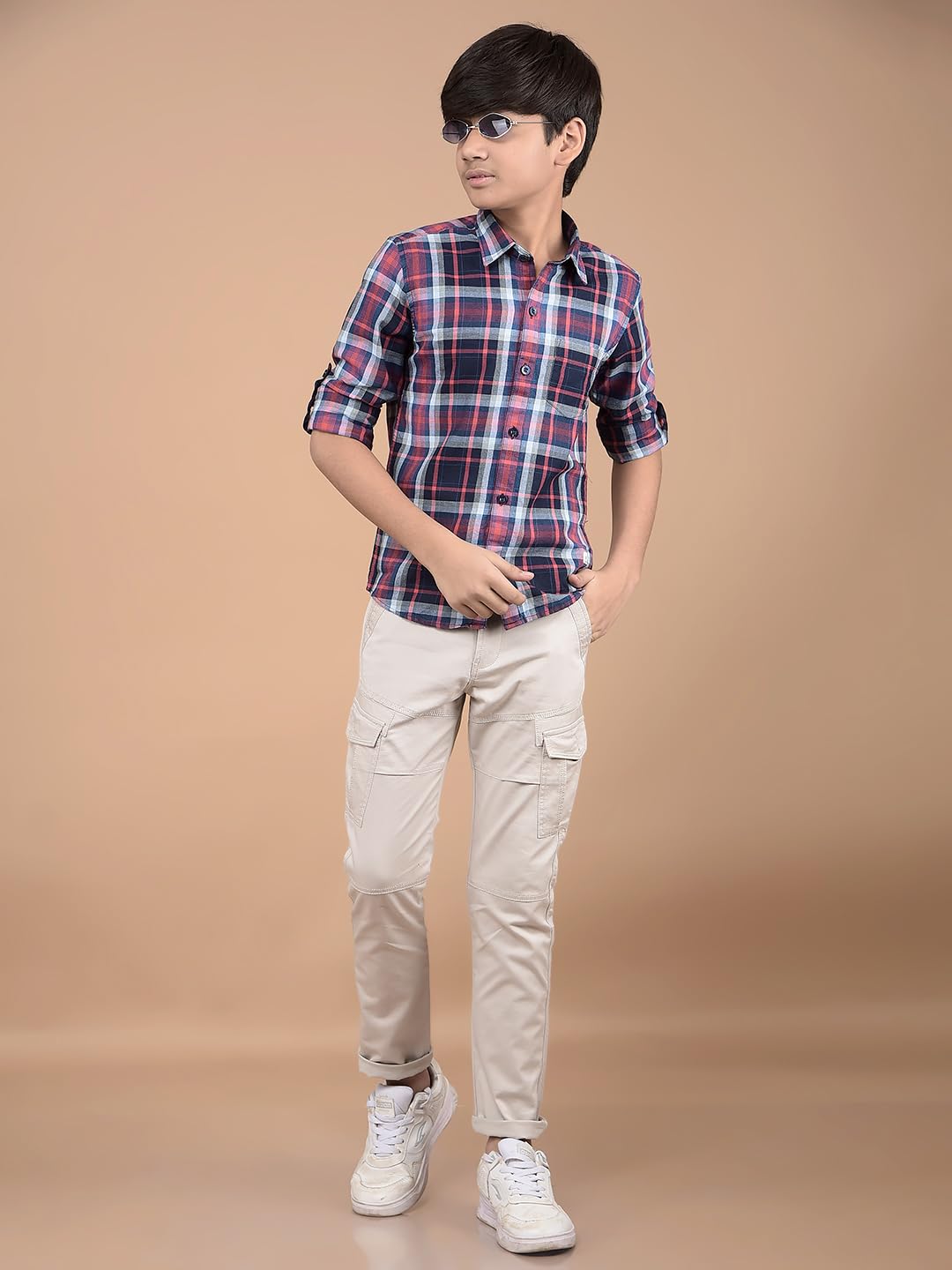 Crimsoune Club Boy's Red Checked Button Down Collar 100% Cotton Shirt (7-8Y) 4