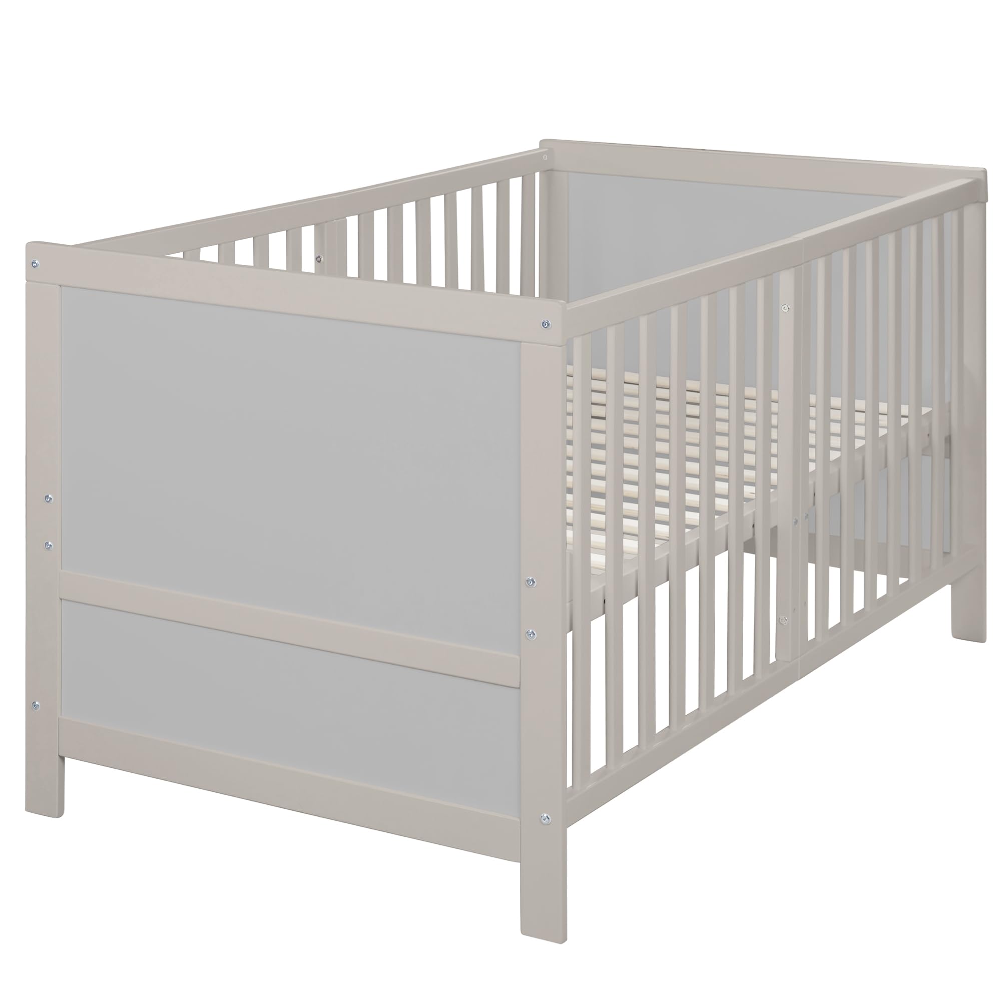 roba Lettino Trasformabile EASY SLEEP - 70 x 140 cm - Elementi Convertibili Inclusi - Montaggio Rapido - Resistente e Moderno - 3 Altezze - Legno Laccato Grigio Chiaro