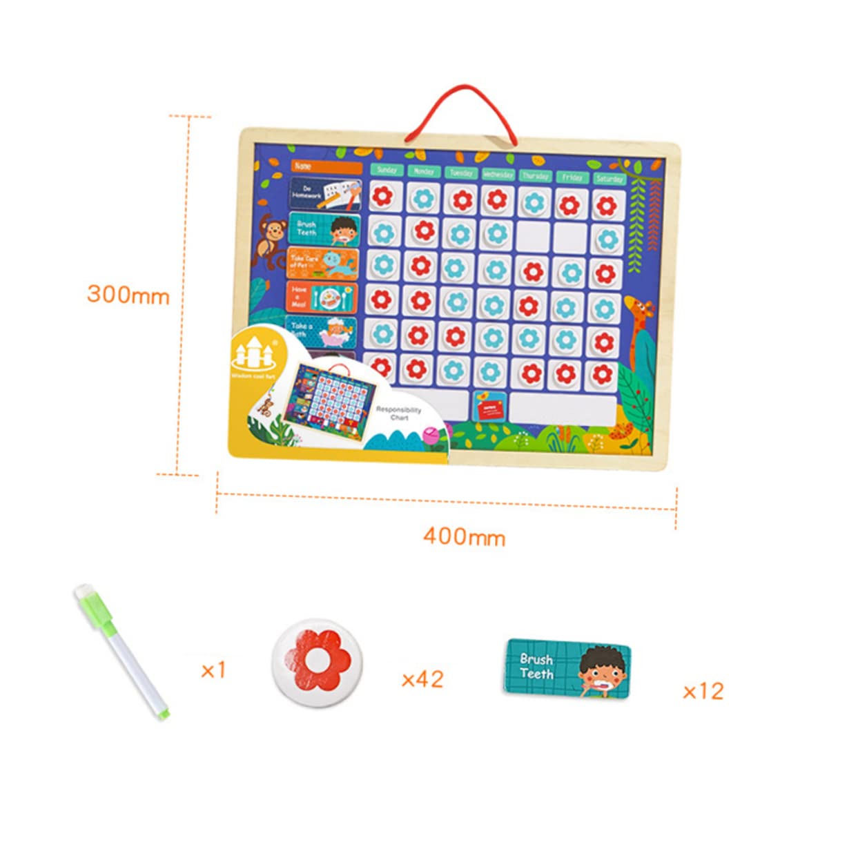 Tabla de Recompensas de Comportamiento Infantil Reutilizable de Madera